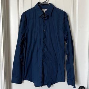 Express fitted dark blue button down